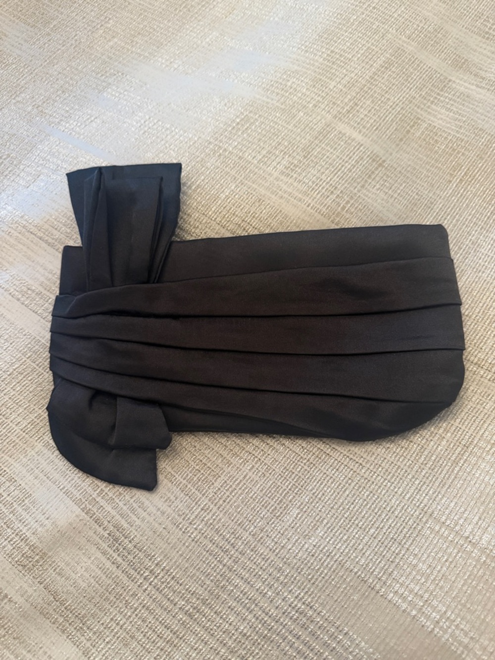Steve Madden Black Pleated Satin Clutch with Bow Accent